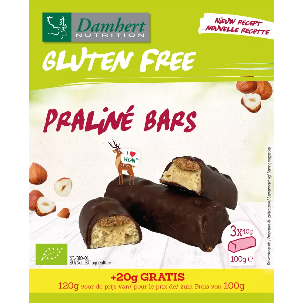Batoane cu praline fara gluten, fara lactoza, BIO